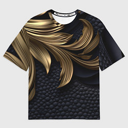 Футболка оверсайз женская Золотые узоры в виде листьев, цвет: 3D-принт