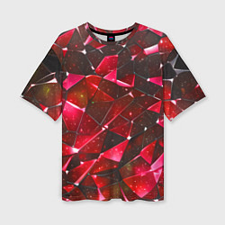 Женская футболка оверсайз Красное разбитое стекло