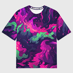 Женская футболка оверсайз Неопределенный яркий камуфляж