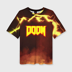 Футболка оверсайз женская Doom storm огненное лого, цвет: 3D-принт
