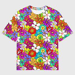 Футболка оверсайз женская Floral multicolour, цвет: 3D-принт