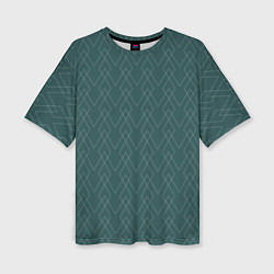 Женская футболка оверсайз Зелёный геометричные линии