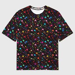 Женская футболка оверсайз Дождевые сердечки