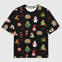 Футболка оверсайз женская Много новогодних игрушек, цвет: 3D-принт