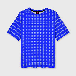 Женская футболка оверсайз Синий полосы в цветочек