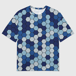 Футболка оверсайз женская Камуфляж гексагон синий, цвет: 3D-принт