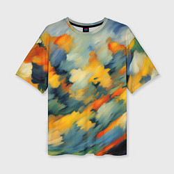 Футболка оверсайз женская Жёлтые и синие мазки, цвет: 3D-принт