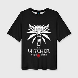 Женская футболка оверсайз The Witcher белое лого гейм
