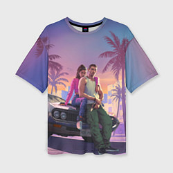 Женская футболка оверсайз GTA 6 Люсия и Джейсен