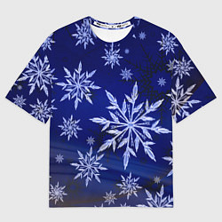 Женская футболка оверсайз Зима и снежинки