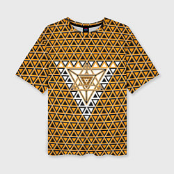 Женская футболка оверсайз Жёлтые и чёрные треугольники