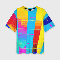 Женская футболка оверсайз Цветная абстракция - поп арт