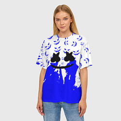 Футболка оверсайз женская Marshmello dj blue pattern music band, цвет: 3D-принт — фото 2