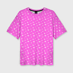 Женская футболка оверсайз Розовый маленькие сердечки