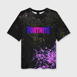 Женская футболка оверсайз Fortnite неоновый краски