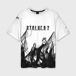 Женская футболка оверсайз Stalker 2 черный огонь абстракция