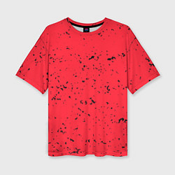 Женская футболка оверсайз Насыщенный коралловый с чёрными вкраплениями