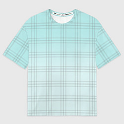 Женская футболка оверсайз Нежно-голубая шотландская клетка