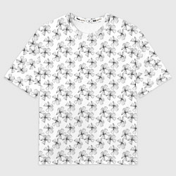 Футболка оверсайз женская Белый в маленький цветочек, цвет: 3D-принт