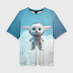 Женская футболка оверсайз Кролик в облаках
