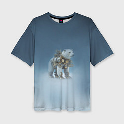 Женская футболка оверсайз Белый северный медведь в стиле стимпанк