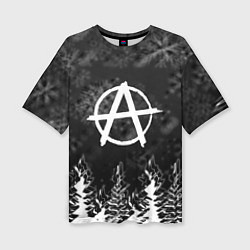 Женская футболка оверсайз Anarchy winter gray