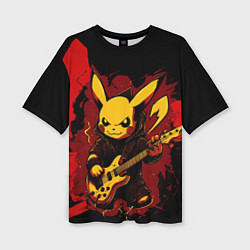 Женская футболка оверсайз Устрашаюший покемон с гитарой