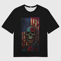 Футболка оверсайз женская Skull - USA, цвет: 3D-принт