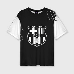 Женская футболка оверсайз Barcelona белые краски текстура