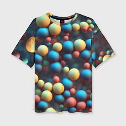 Футболка оверсайз женская Разноцветные шарики молекул, цвет: 3D-принт