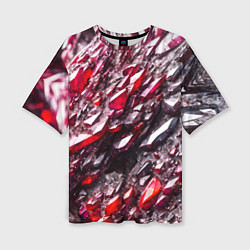 Женская футболка оверсайз Красные драгоценные кристаллы