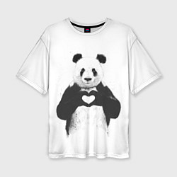 Женская футболка оверсайз Panda love