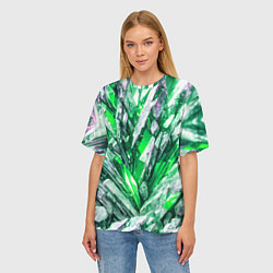 Футболка оверсайз женская Зелёные драгоценные кристаллы, цвет: 3D-принт — фото 2