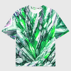 Футболка оверсайз женская Зелёные драгоценные кристаллы, цвет: 3D-принт