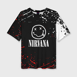 Женская футболка оверсайз Nirvana брызги красок