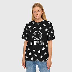 Футболка оверсайз женская Nirvana stars steel, цвет: 3D-принт — фото 2