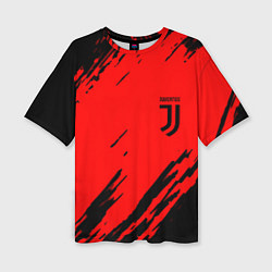 Футболка оверсайз женская Juventus краски спорт фк, цвет: 3D-принт