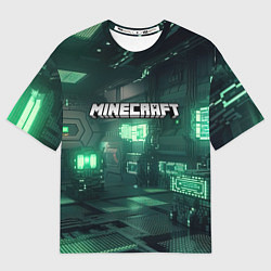Футболка оверсайз женская Minecraft logo в стиле киберпанк, цвет: 3D-принт