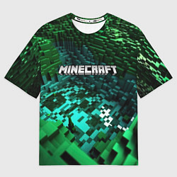Футболка оверсайз женская Minecraft logo в стиле киберпанк, цвет: 3D-принт