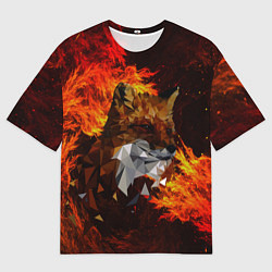 Футболка оверсайз женская Fire fox flame, цвет: 3D-принт