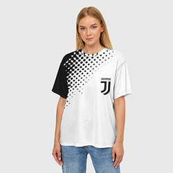 Футболка оверсайз женская Juventus sport black geometry, цвет: 3D-принт — фото 2