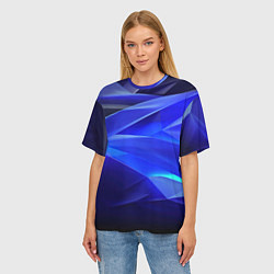 Футболка оверсайз женская Black and blue abstract background sport style, цвет: 3D-принт — фото 2