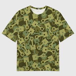 Футболка оверсайз женская Поршни двигателя - камуфляж, цвет: 3D-принт