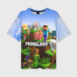 Женская футболка оверсайз Minecraft pixel world