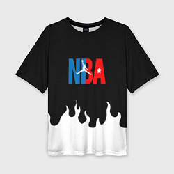 Женская футболка оверсайз Баскетбол нба огонь