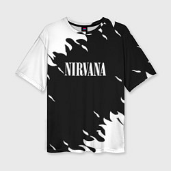 Женская футболка оверсайз Nirvana текстура огонь