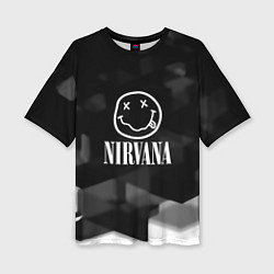 Футболка оверсайз женская Nirvana текстура рок, цвет: 3D-принт