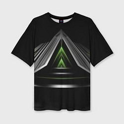 Футболка оверсайз женская Black green abstract nvidia style, цвет: 3D-принт