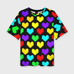 Женская футболка оверсайз Undertale heart pattern