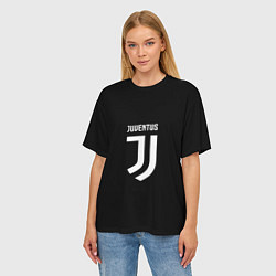 Футболка оверсайз женская Juventus sport fc белое лого, цвет: 3D-принт — фото 2